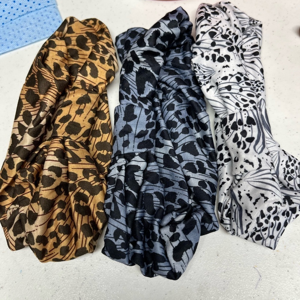 Animal Print Stretch Headbands Set of 3 Leopard Cheetah Yoga Hair Accessories